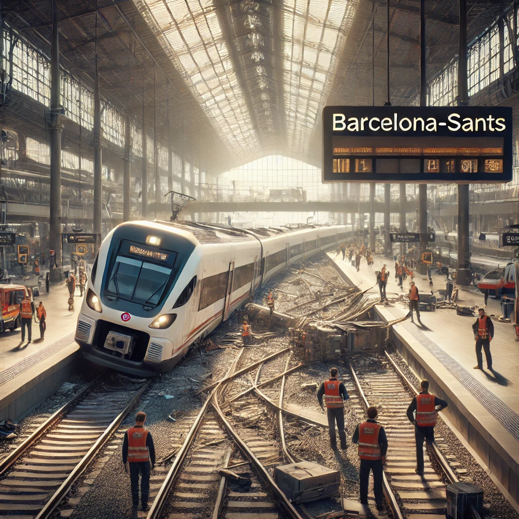 Descarrilamiento de tren en la estación de Barcelona-Sants afectando los servicios de alta velocidad